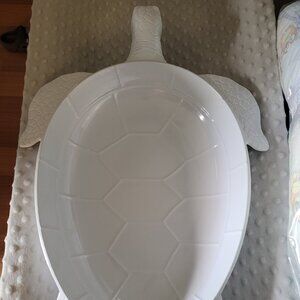 Sea turtle white china serving dish